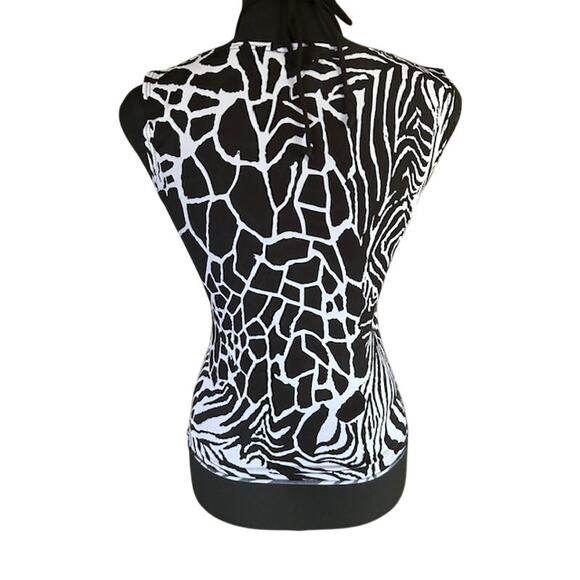 iZ Byer California Animal-Print Surplice Top, Black/White, Size S, Made in USA - Picture 3 of 6